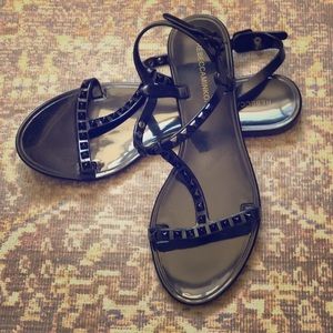 Rebecca Minkoff black jelly gladiator sandals